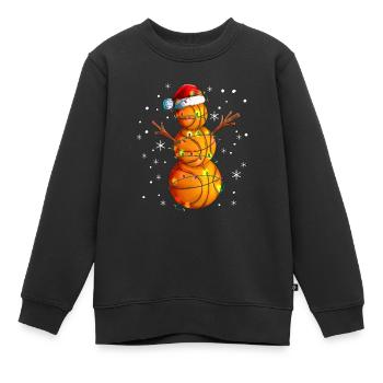 Schneemann Basketball X-Mas Basketballer Geschenk - Kinder Premium Organic Sweatshirt - Schwarz - Vorne - AI Model Kid Female (0cm)