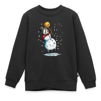 Schneemann Basketballsport Basketball im Schnee - Kinder Premium Organic Sweatshirt - Schwarz - Vorne - AI Model Kid Female (0cm)