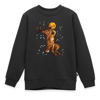 Rentier spielt Basketball Weihnachten Basketballer - Kinder Premium Organic Sweatshirt - Schwarz - Vorne - AI Model Kid Female (0cm)
