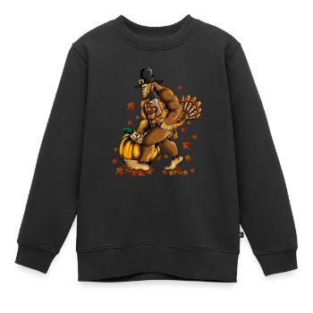 Célébration de Thanksgiving à la citrouille Le singe tient une tenue de dinde - Sweat Premium enfant bio - noir - Devant - AI Model Kid Female (0cm)