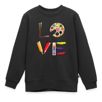 Zeichnen Kunstliebhaber Tuschkasten Pinsel Love - Kinder Premium Organic Sweatshirt - Schwarz - Vorne - AI Model Kid Female (0cm)