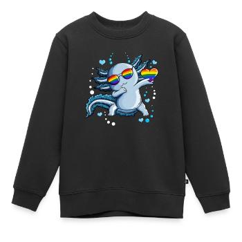 Herzen Luftblasen unter Wasser LGBTQ Herz Axolotl - Kinder Premium Organic Sweatshirt - Schwarz - Vorne - AI Model Kid Female (0cm)