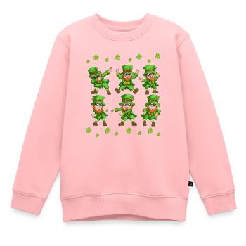 Dabbing Tanzender Kobold Irland St Patricks Day - Kinder Premium Organic Sweatshirt - Rosa - Vorne - AI Model Kid Female (0cm)
