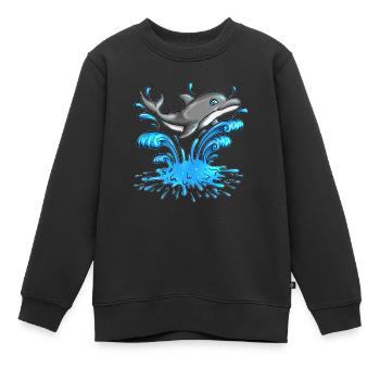 Dauphins nageurs aquatiques Mammifères marins Dauphins - Sweat Premium enfant bio - noir - Devant - AI Model Kid Female (0cm)