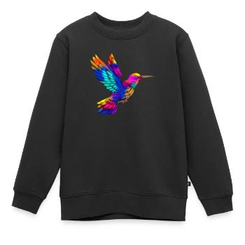 Buntes Spektrum farbenfroher Kolibri-Flügel - Kinder Premium Organic Sweatshirt - Schwarz - Vorne - AI Model Kid Female (0cm)