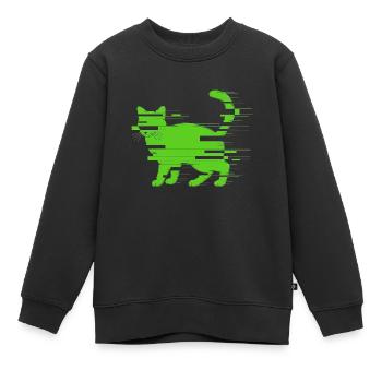 Glitch Katze - Kinder Premium Organic Sweatshirt - Schwarz - Vorne - AI Model Kid Female (0cm)