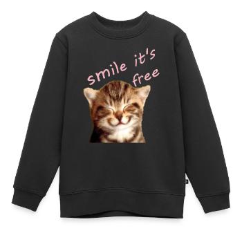 a kitten - Kids Premium Organic Sweatshirt - black - Front - AI Model Kid Female (0cm)