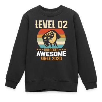 Level 02 Jahr unlocked Gaming Geburtstagsgeschenk - Kinder Premium Organic Sweatshirt - Schwarz - Vorne - AI Model Kid Female (0cm)