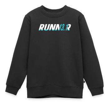 13.1 Coureur de semi-marathon - Sweat Premium enfant bio - noir - Devant - AI Model Kid Female (0cm)
