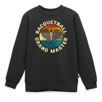 Raquettes retro crossing racquetball Grand Maître - Sweat Premium enfant bio - noir - Devant - AI Model Kid Female (0cm)