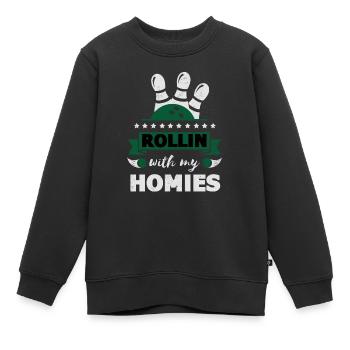 Rollin avec mon cadeau homies Retro Bowling - Sweat Premium enfant bio - noir - Devant - AI Model Kid Female (0cm)