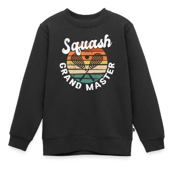 Cool Retro Crossing Raquettes Squash Grand Maître - Sweat Premium enfant bio - noir - Devant - AI Model Kid Female (0cm)