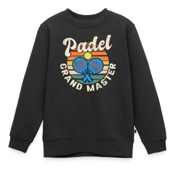 Cool Retro Crossing Raquettes Padel Grand Maître - Sweat Premium enfant bio - noir - Devant - AI Model Kid Female (0cm)