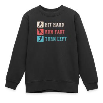 Frapper, Frapper, Courir, Rapide, Tourner, Gauche, Baseball - Sweat Premium enfant bio - noir - Devant - AI Model Kid Female (0cm)