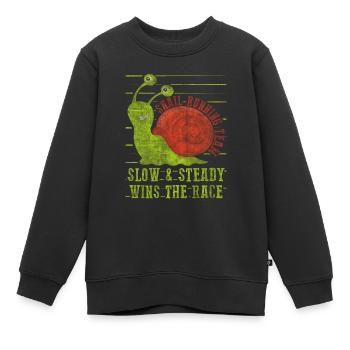 Équipe de course d’escargot Drôle de coureur d’escargot - Sweat Premium enfant bio - noir - Devant - AI Model Kid Female (0cm)
