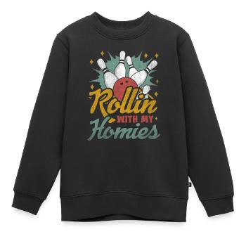 Rollin avec mon cadeau Homies Retro Bowling - Sweat Premium enfant bio - noir - Devant - AI Model Kid Female (0cm)