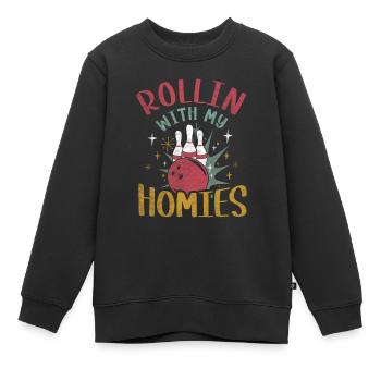 Rollin avec mon cadeau Homies Retro Bowling - Sweat Premium enfant bio - noir - Devant - AI Model Kid Female (0cm)