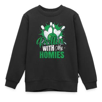 Rollin avec mon cadeau Homies Retro Bowling - Sweat Premium enfant bio - noir - Devant - AI Model Kid Female (0cm)