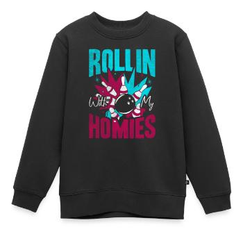 Rollin avec mon cadeau Homies Retro Bowling - Sweat Premium enfant bio - noir - Devant - AI Model Kid Female (0cm)