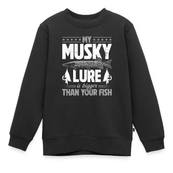 Mon leurre musqué est plus gros que votre musqué de poisson - Sweat Premium enfant bio - noir - Devant - AI Model Kid Female (0cm)