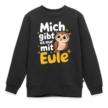 oiseau de nuit hibou hibou oiseau - Sweat Premium enfant bio - noir - Devant - AI Model Kid Female (0cm)