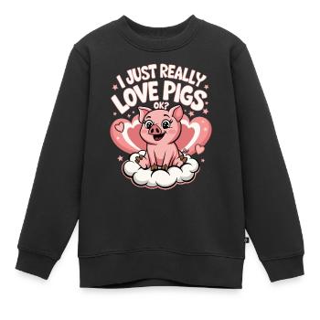 Animal cochon - Sweat Premium enfant bio - noir - Devant - AI Model Kid Female (0cm)