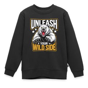 Bear Grizzly Bear Brown Bear Bear - Kids Premium Organic Sweatshirt - black - Front - AI Model Kid Female (0cm)