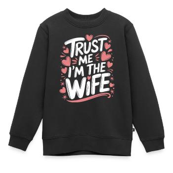 Frau Ehefrau Partnerin Familie Verheiratet - Kinder Premium Organic Sweatshirt - Schwarz - Vorne - AI Model Kid Female (0cm)