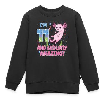 I'm 11 süßes Axolotl 11. Geburtstags Geschenk - Kinder Premium Organic Sweatshirt - Schwarz - Vorne - AI Model Kid Female (0cm)