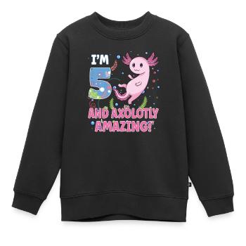 I'm 5 Sweet Axolotl 5th Birthday Gift - Kids Premium Organic Sweatshirt - black - Front - AI Model Kid Female (0cm)
