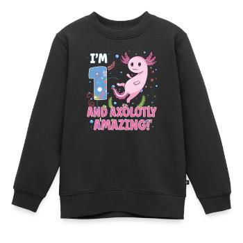 I'm 1 sweet axolotl 1st birthday gift - Kids Premium Organic Sweatshirt - black - Front - AI Model Kid Female (0cm)