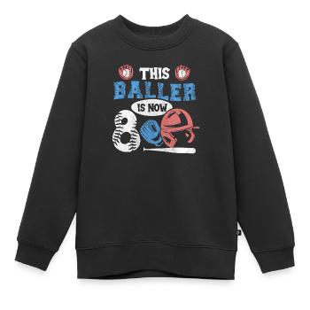 This Baller is now 8 Baseball 8. Geburtstag - Kinder Premium Organic Sweatshirt - Schwarz - Vorne - AI Model Kid Female (0cm)