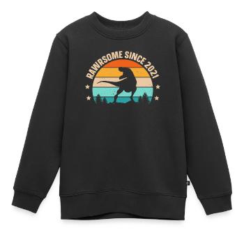 Rawrsome Since 2021 T-Rex 2nd Birthday - Kids Premium Organic Sweatshirt - black - Front - AI Model Kid Female (0cm)