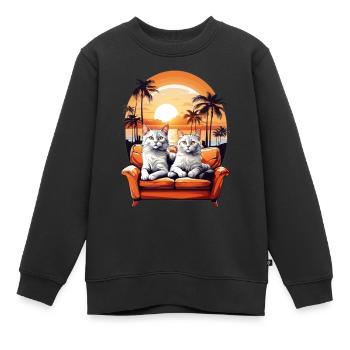 Katzen am Meer - Kinder Premium Organic Sweatshirt - Schwarz - Vorne - AI Model Kid Female (0cm)