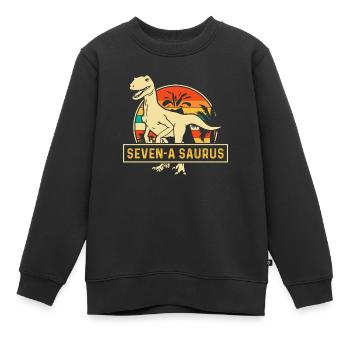 Seven-A Saurus Velociraptor 7. Geburtstag - Kinder Premium Organic Sweatshirt - Schwarz - Vorne - AI Model Kid Female (0cm)