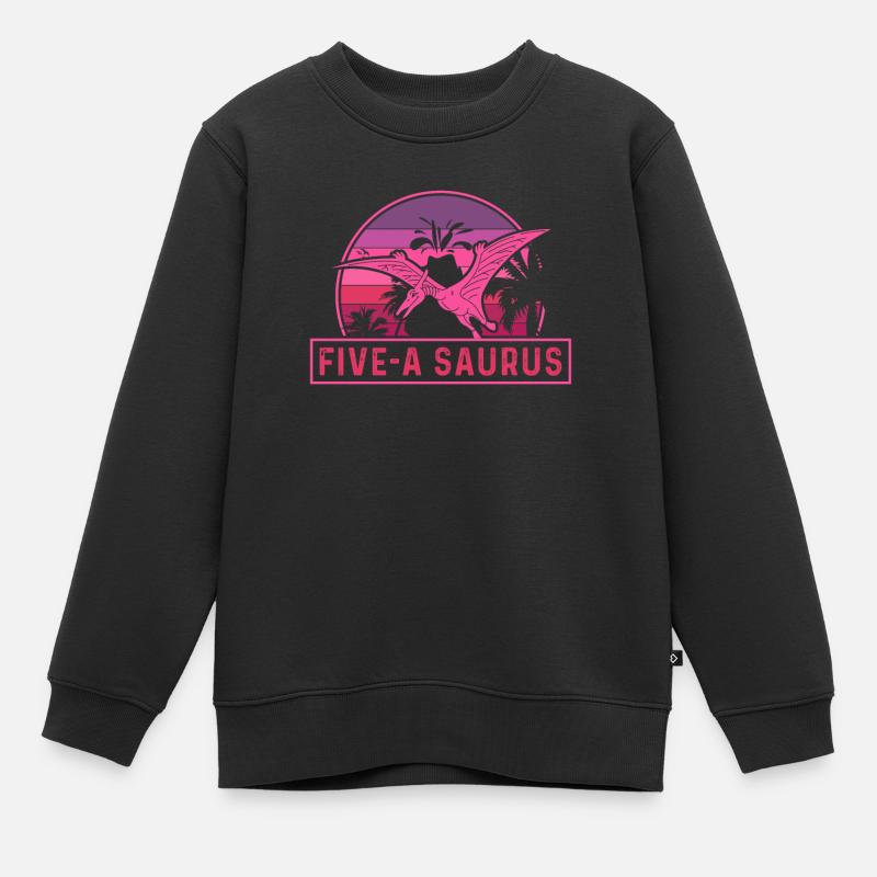 Five-A Saurus Pteranodon 5e anniversaire - Sweat Premium enfant bio - noir