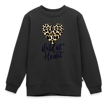 Wild at Heart. Leoparden-Print - Kinder Premium Organic Sweatshirt - Schwarz - Vorne - AI Model Kid Female (0cm)