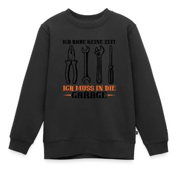 Ich habe keine zeit ich muss in die garage - Kinder Premium Organic Sweatshirt - Schwarz - Vorne - AI Model Kid Female (0cm)