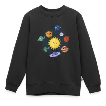 Cadeau de l'espace du système solaire des planètes de l'espace extra-atmosphérique - Sweat Premium enfant bio - noir - Devant - AI Model Kid Female (0cm)