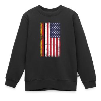 German American Flag USA German - Kinder Premium Organic Sweatshirt - Schwarz - Vorne - AI Model Kid Female (0cm)