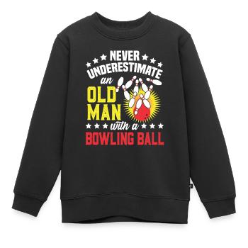 Bowling Old Man Drôle Cadeau d’anniversaire Bowler - Sweat Premium enfant bio - noir - Devant - AI Model Kid Female (0cm)