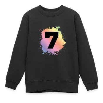 7 nombre de taches - Sweat Premium enfant bio - noir - Devant - AI Model Kid Female (0cm)