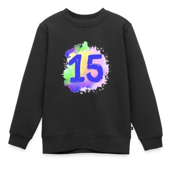 15 Nombre d’objets blob - Sweat Premium enfant bio - noir - Devant - AI Model Kid Female (0cm)