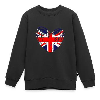 | de cœur Union Jack | du drapeau britannique Britannique - Sweat Premium enfant bio - noir - Devant - AI Model Kid Female (0cm)