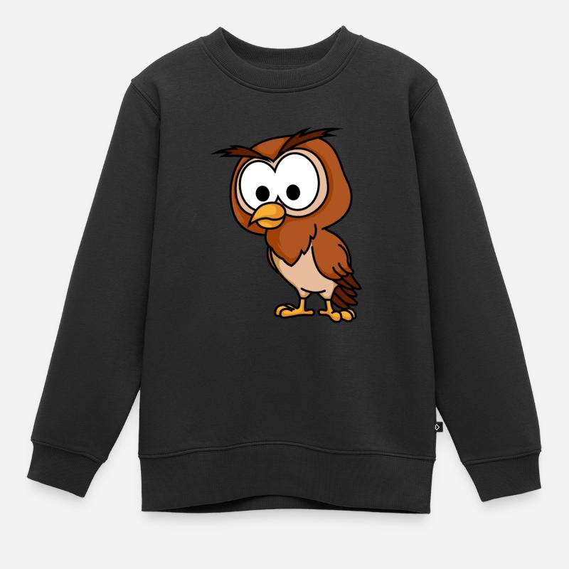 Eule Comic Tier - Kinder Premium Organic Sweatshirt - Schwarz