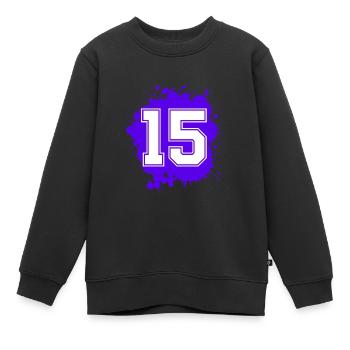 15 Nombre d’objets blob - Sweat Premium enfant bio - noir - Devant - AI Model Kid Female (0cm)