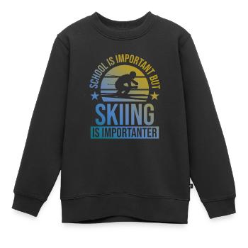 schule wichtig ski wichtiger - Kinder Premium Organic Sweatshirt - Schwarz - Vorne - AI Model Kid Female (0cm)