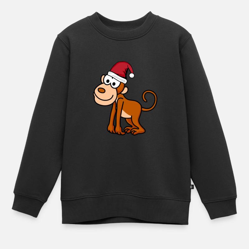 Affe Comic Weihnachten - Kinder Premium Organic Sweatshirt - Schwarz