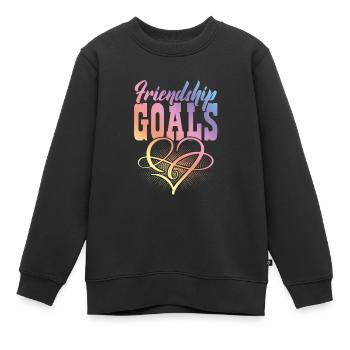 Objectifs de l’amitié - Sweat Premium enfant bio - noir - Devant - AI Model Kid Female (0cm)