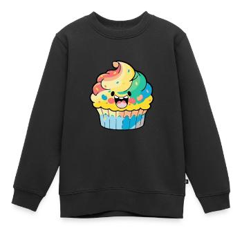 Muffin Comic - Sweat Premium enfant bio - noir - Devant - AI Model Kid Female (0cm)
